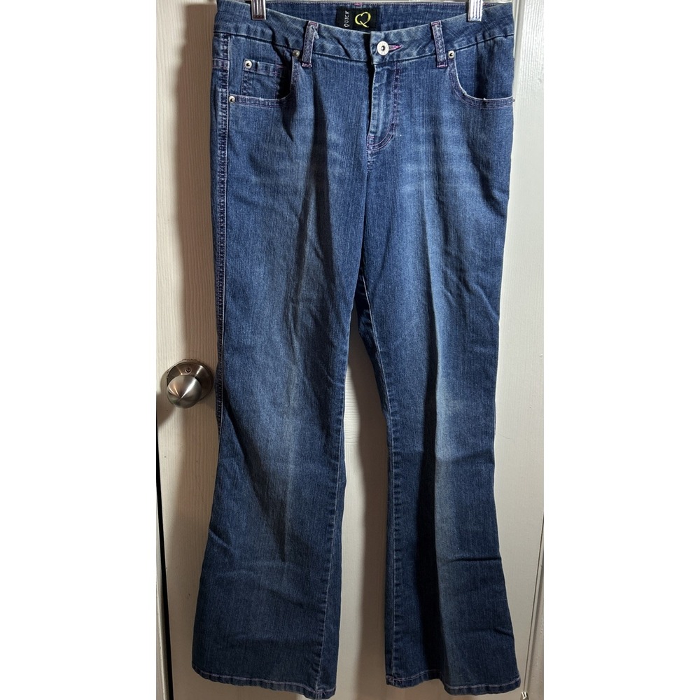 Quick Jeans Womens Size 9 Blue with Pink‎ Stitching